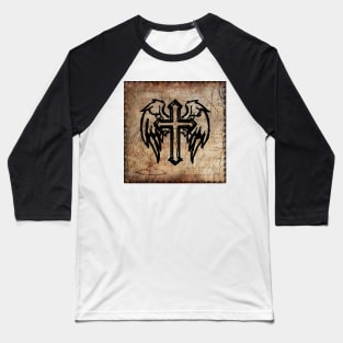 Cross & Angel Wings Spiritual Vintage Design Cool Gift of Faith Baseball T-Shirt